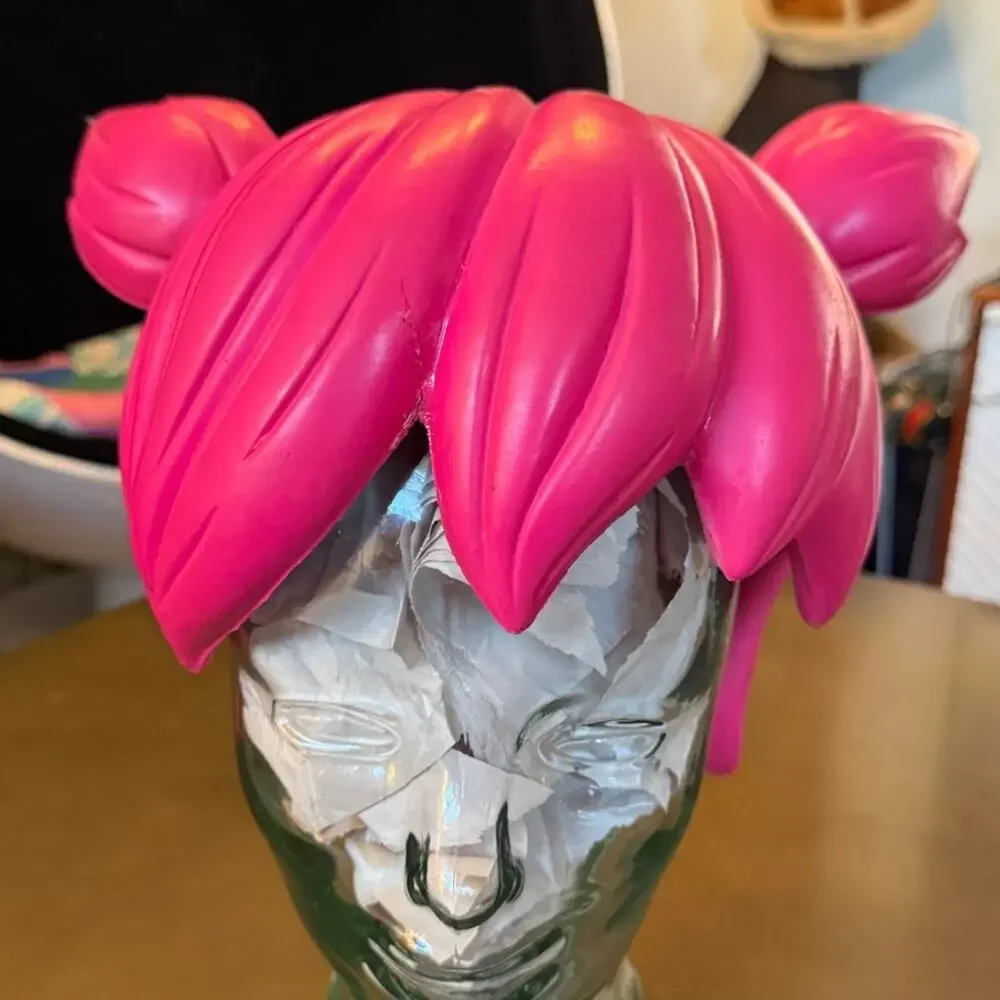 Vintage WIGGIN OUT Hot Pink Foam Pigtails Wig Costume Cosplay Anime Girl
